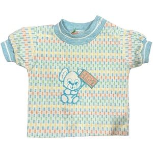 VTG 80s Health-tex Pastel “Hug Me” Bear Baby Tee 6M